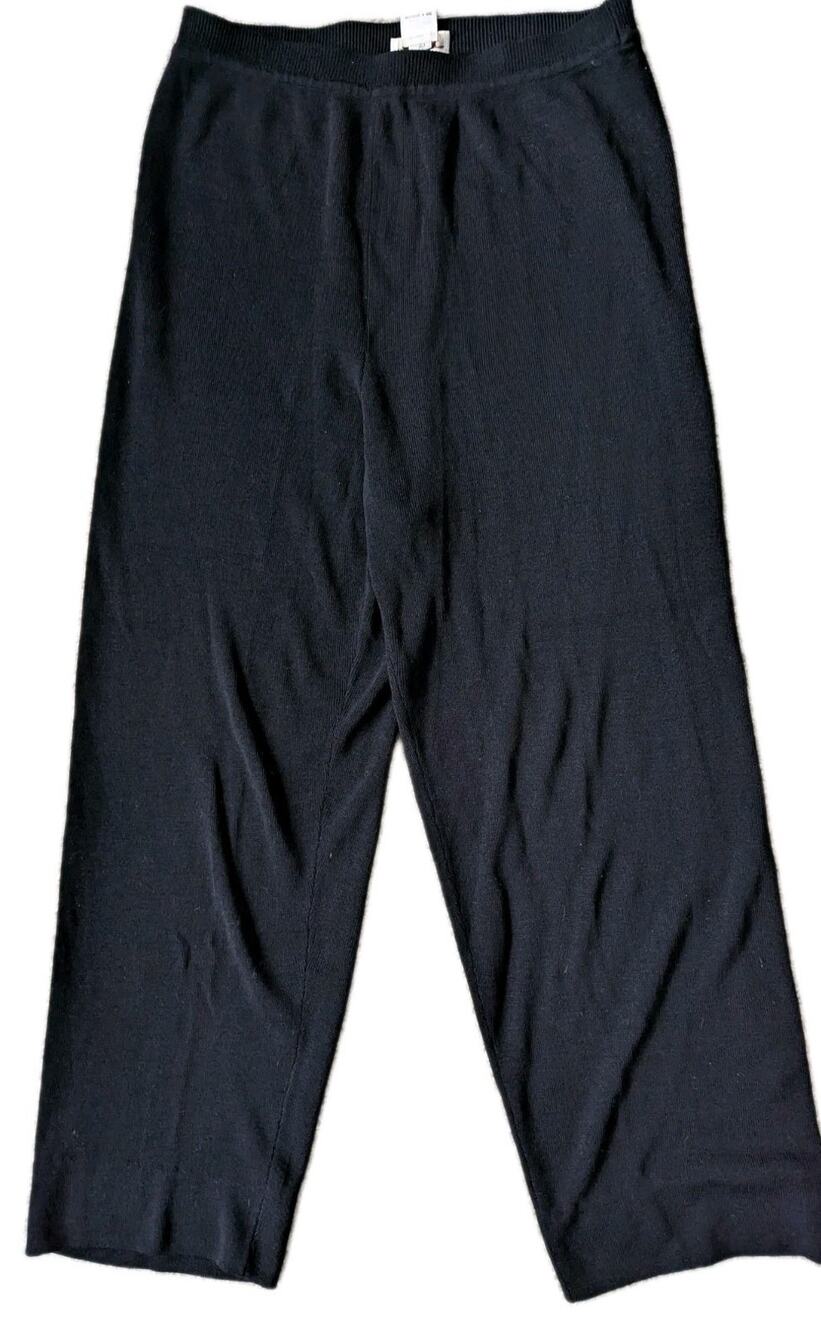 Vintage Bloomingdales Black Wool Wide Leg Lounge pants Women Petite P